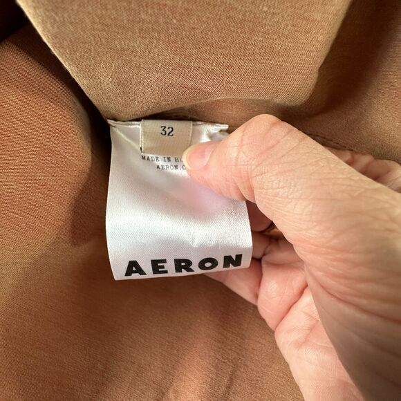 Aeron Delray Dusty Peach Iridescent Sleeveless Button Trench Coat Welt Pockets - Picture 11 of 15